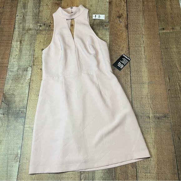 Express Women's NEW Pink Black Lace Fully Lined Date Night Halter Dress Sz 6 - Picture 1 of 7